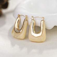 Pendientes de botón con forma de letra en U de resina, diseño delicado y exquisito, regalo personalizado, color transparente