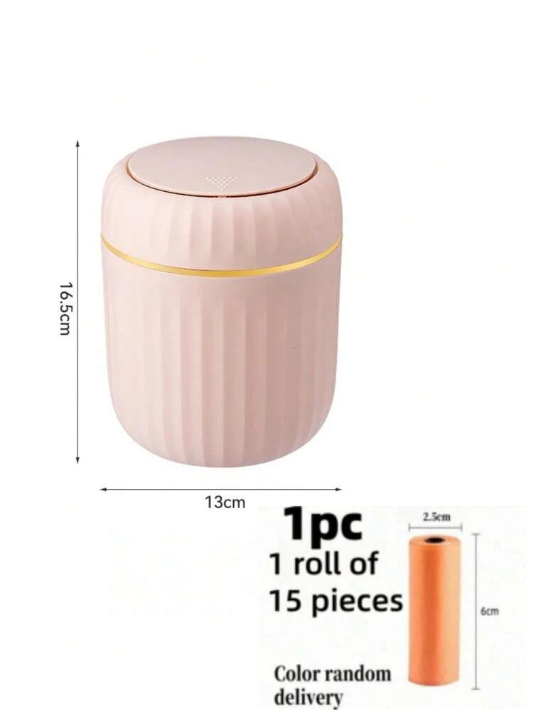 1pc Mini Cute Desktop Trash Can With Lid, Suitable For Bedroom, Office, Kitchen, Bathroom And Other Home Spaces. This Compact Plastic Trash Can With Flip Lid Is Perfect For Placing On The Desktop. - Multicolor - View 12