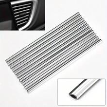 10pcs Car Air Conditioning Vent Decorative Chrome Strips, U-Shaped Clips, Universal Car Interior Accessories
