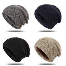 1 gorro unissex de inverno com caveira - forro de pelúcia dupla camada grossa, gorro respirável para esqui, ciclismo, corrida e atividades ao ar livre - ajuste elástico, aquecimento em clima frio, 4 cores (preto/cinza/azul/marrom), chapéu esportivo, chapéu texturizado, chapéu durável