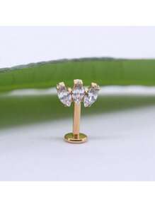 1 pieza Pendientes de aro de acero quirúrgico ASTM F136 con rosca interna y circonita cúbica, para perforaciones de labio, concha y hélice vertical de 16G