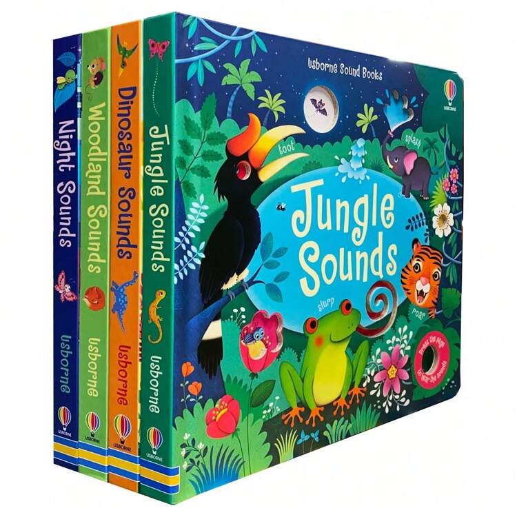 Usborne Sound Books Series 1 Collection 4 Books Set Jungle, Dinosaur, Woodland, Night - White - View 1