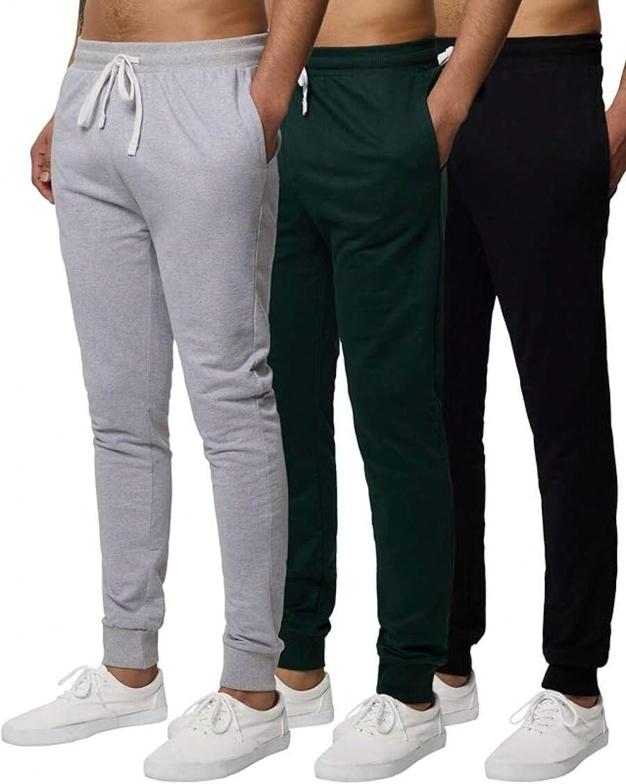 3 Pack: Men's French Terry Active Casual Jogger Sweatpants With Pockets (Available In Big & Tall) - Bộ 1 - Xem 1