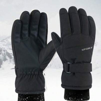 1 Pair Professional Ski Gloves, Waterproof, Windproof, Warm, Touchscreen Compatible, Unisex Design Suitable For Skiing, Snowboarding, Winter Outdoor Sports, Black, Random Color Dispatch