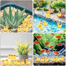 10/50/100Pcs Mini Resin Ducks Bulk Tiny Ducks Set For Potted Miniature Animal Figurines Decoration Garden Dollhouse Cake Decoration Fairy Garden Decoration Accessories - Yellow - View 9