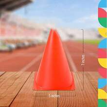 10个装儿童足球训练标准学校交通锥障碍标记桶，多锥桶运动器材，步法、敏捷性、速度训练辅助工具，红色