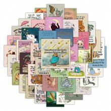 50pcs Unique Mind Stickers - Daily Positive Quotes, Cartoon Animal Patterns, Inspirational Sayings, Suitable For Journals, Laptops, Walls | Boost Positive Mindset, Motivate Yourself, Journal Accessories | Fun Design | Glossy School Supplies - Multicolor - View 3