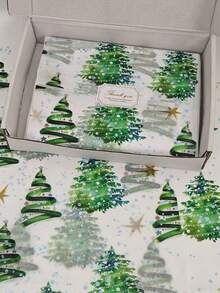 10/20pcs Colored Light Christmas Tree Pattern Thin Paper, 19.69 Inches X 13.78 Inches Gift Wrapping Paper, Suitable For Wedding, Christmas Gifts, Birthday Gift Packaging, Bouquet Filling, Party Gifts