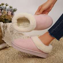 Women's Soft Comfortable Snow Boots Velvet Fur Side Flat Shoes Indoor Outdoor Winter Slippers Cotton Shoes - 粉色 - 查看 5