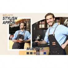 Chef Apron Bib Tool Apron For Man Woman Cross Back Straps With 4 Pockets For Kitchen Cooking Gardening Baking Working