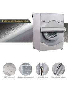 1 Pc Drum Washing Machine And Dryer Waterproof, Sunproof, Dustproof Protective Cover. Oxford Fabric Material, Equipped With Tied Rope For Adjustable Size, Suitable For Most Front-Loading Washing Machines