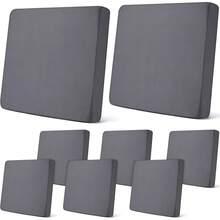 Newwiee 8Pcs Patio Cushion Covers Stretch Outdoor Cushion Cover Patio Furniture Sofa Couch Slipcovers, Soft Flexibility Washable Furniture Protector(Waterproof,Dark Gray) - Màu xám đen - Xem 2