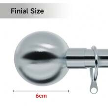 Curtain Pole Extendable Metal Chrome 28mm With Finials Rings Hooks Rod Fittings - Chrome - 查看 4
