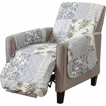 Patchwork Scalloped Printed Furniture Protector Stain Resistant Recliner Cover Recliner Grey - 拼布灰色 - 查看 1