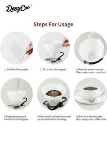 Dengcoo 40/100/200pcs Coffee Filter, V-Shaped Coffee Filter Paper, Coffee Paper Filter, Disposable Coffee Tea Filters For Pour Over And Drip Coffee Maker - White - View 4