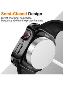 Waterproof Case Compatible With Apple Watch Case For Men And Women Straight Edge Waterproof, Drop-Proof And Scratch-Resistant Hard Pc And Tempered Glass Screen Film Integrated Watch Case Compatible With Apple Watch 40/41/42/44/45/46/49mm Replacement Case Compatible With Apple Watch Series Ultra/11/10/9/8/7/6/5/4/Se Case, Sensitive Touch All-Round Protection Of The Watch From Damage