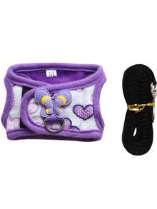 1 Set Adjustable Harness And Leash With Bow Tie - Suitable For Rabbits, Ferrets, Lizards, Guinea Pigs, Hamsters And Other Small Animals