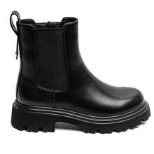 Women's Chelsea Boots, Thick Sole Design - Comfortable & Fashionable, Showcasing Urban Chic - Black - View 3