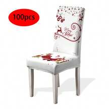 1/4/6/100pcs Christmas Print Stretch Dining Chair Covers, Cartoon Holiday Decor Dust-Proof Full Chair Slipcovers - Multicolor - View 33