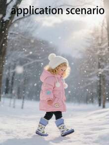 New Arrival Waterproof Boots For Boys And Girls Thermal-Lined Thick Warmth Snow Boots For Outdoor Adventures Rubber One-Piece Moulded Waterproof, Slip-Resistant And Wear-Resistant Kid's Rain Boots For Autumn And Winter Snowy Weather And Rainy Season Outdoor Play - Baby Blue - View 3