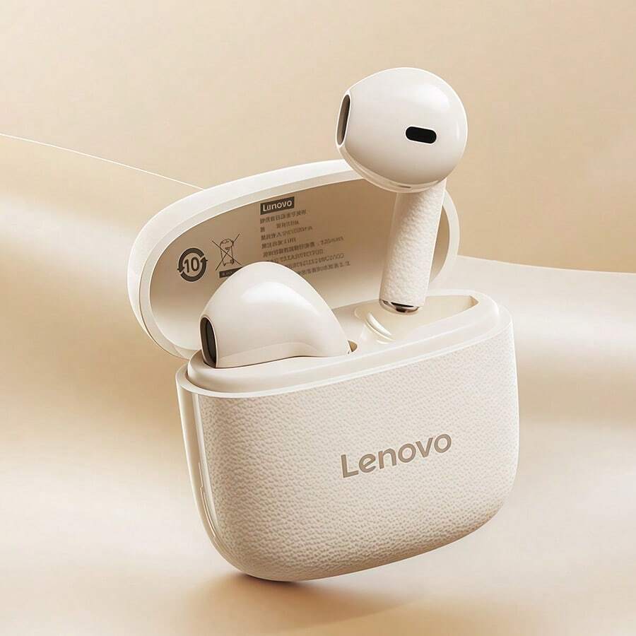 Lenovo EA166 Semi-In-Ear Bluetooth Headset With Bluetooth 5.4 Low Latency, Long-Lasting Battery Life, Dual-Microphone Adaptive Noise Reduction, And U-Shaped Arc Design. - Moon Rock White - View 1