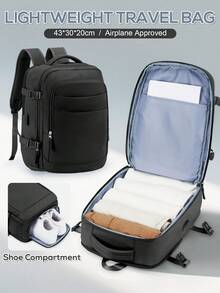 带 USB 充电端口的简易旅行背包，适合男士的 14-15.6 英寸笔记本电脑背包，大容量学校背包，周末背包，随身背包，徒步旅行背包，防水旅行必备品，配有行李带设计，适合户外工作度假旅行必备 - 彩色 - 查看 2