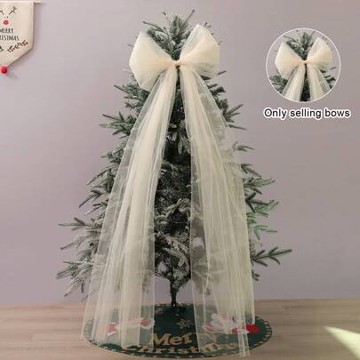 1 Set 320cm Long Tulle Christmas Tree Party Backdrop Decor, Super Large Bow Hanging Ornament