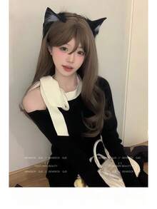 Cat Ear Headband Cosplay Realistic 3D Animal Ears Cute Cartoon Plush Ears Lolita Face Washing Headband Women Hair Clip - 黑白貓娘髮箍 - 查看 7