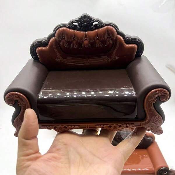 1/8 1/12 Scale Doll Furniture Accessories - Exquisite European Style Sofa, Vintage Chair For Living Room & Bedroom Miniature Scene Props, 106.2g