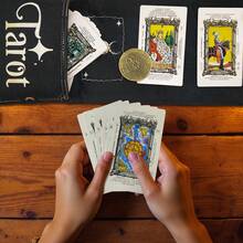 Knana 2Pcs Linen Tarot Card Holder Tarot Bag With Sun Moon Pattern Tarot Accessories Tarot Card Bag - Black - View 5