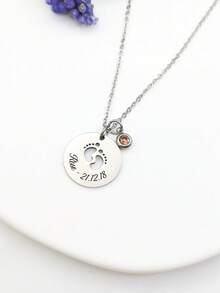 可定制脚印吊坠项链，刻有家庭成员的英文名字。精心制作的珠宝配饰，适合作为感恩节、圣诞节和生日礼物送给母亲、家人、朋友和爱人。圣诞礼物 - 彩色 - 查看 6