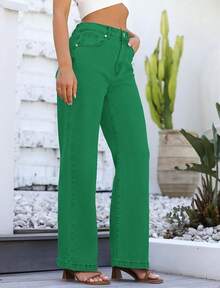 Jeans High Waisted Straight Leg Loose Jeanshalloween - Greener - 查看 10