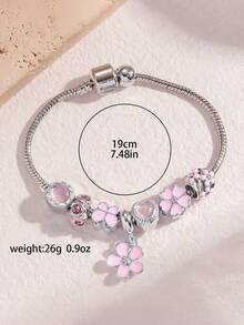 1 件简约镂空串珠吊坠手链，多元素手链，饰有刺猬、兔子、星月、蝴蝶、西瓜珠，环绕星星 DIY 创意手链，可调节龙虾扣 - 彩色 - 查看 11