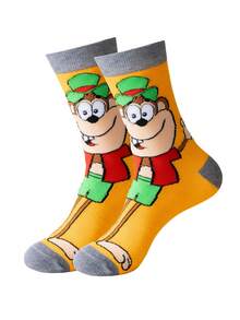 suprsocks 20 Double Women's Fashion Cartoon Pattern Round-Neck Socks, Comfortable, Casual, Street Style, Unisex Socks, Suitable For Men's Outdoor Wear In All Seasons, Unisex, Suitable For Men's Sports And Casual Wear, Suitable For Teenagers - Multicolor - View 5