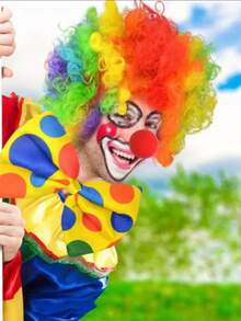 4pcs Rainbow Clown Costume Set, Clown Wig, Nose Strap, White Gloves. Bow Tie, Clown Party, Carnival, Simulation Games, Ladies, Men's And Adult Accessories - Multicolor - View 2