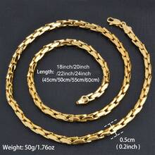 5mm Golden Link Chain Necklace For Men And Women Durable Copper, Electroplated With Golden Jewelry For Long Lasting Shine And Style Jewelry