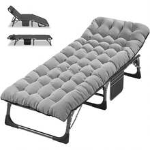 Folding Camping Cot W/Mat For Adults, Adjustable Heavy Duty Outdoor Bed,1200 D Layer Oxford Travel Camp Cots - Grey - View 1