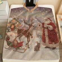 1pc Christmas Santa Claus, Snowman, Reindeer Gift Box Fleece Blanket, Super Soft Flannel Suitable For Bedroom, Living Room, Sofa And Office, Great For Travel And Gifting, Christmas