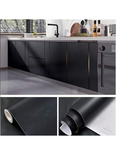 Roll, Self Adhesive Matte Kitchen Cabinet Vinyl Film Waterproof Texture Wallpaper, Washable Easy To DIY Installation, Home Bedroom ation Wand Stickers, New Product, Furniture Repair Renovation Stickers view 5