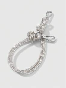 1pc Y2K Luxurious Elegant Minimalist Versatile High-End Shiny Faux Crystal Double Knot One Shoulder Chain Keychain Bag Charm, Suitable For Women, Daily Wear, Holiday Gift - Silver - View 2