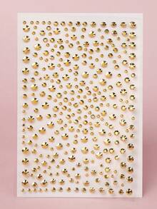 1 Gold Multi Size & 3D Imitation Gemstone Face & Eyes Stickers DIY Music Festival Y2k Makeup Party Decoration Eyeshadow Stickers Self Adhesive Face Body Eyebrows Diamond Nail Stickers Diamond Decorations - 金色 - 查看 2