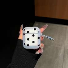 Apple Bluetooth Earphone Case Compatible With AirPods 1/2/3 & AirPods Pro/Pro2, Polka Dot Design, Semi-Transparent Matte Finish With Black Dots, Protective Case