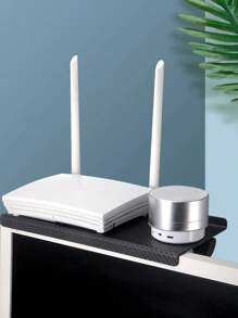 1PC Foldable Computer Monitor Storage Rack Adjustable Tv Top Storage Rack, Monitor Storage Shelf, Desktop Display Stand, Router Storage Rack, Home Organizer - Black - View 5