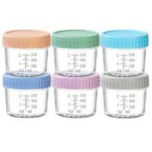 Juego de 6 Frascos de Vidrio con Tapa 4 Oz Recipientes para Puré, Frutas, Snacks, Nueces, Recipientes Reutilizables para Alimentos a Prueba de Fugas para Microondas, Lavavajillas y Frigorífico - Multicolor - Ver 1