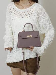 New Glossy Crocodile Pattern Women's Handbag, Large Capacity, Fashion & Elegant, Comes With Stylish Scarf, Can Be Worn As Shoulder Bag, Black