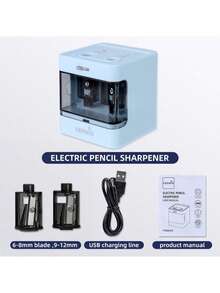 Tenwin 1件装双孔电动卷笔刀迷你USB双电源卷笔刀供应学校学生文具适用于6-12mm铅笔