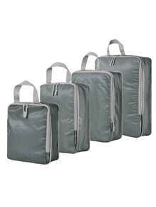 4 أكياس تخزين ضاغطة، مجموعة أكياس سفر مضغوطة مزودة بسحاب، منظمات أمتعة قابلة للتوسيع، مستلزمات سفر موفرة للمساحة، إكسسوارات للعطلات، مستلزمات غرفة السكن في الجامعة