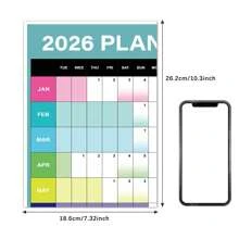 Yearly Wall Calendar 2026 - Full Year View Runs From Jan To Dec 2026, Wall Calendar 2026, 20.7" X 29.2" (Open), Thick Paper, With 4 Sheets Of Stickers And 1 Sheet Of Double-Sided Round Stickers