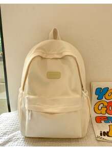 Solid Color High-Capacity High School Students Must Have Ins Style Computer Backpack Back To School Backpack Wide Shoulder Strap Design 15-Inch Computer Layered Storage Bag Neutral Wind Campus Backpack Travel Backpack. Travel Essentials For Holiday Vacation Duffle Bag Luggage Suitcase Travel Bag For Women