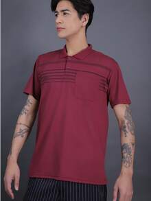 Men's Multicolored Cotton Polo Shirt - Burdeos - Ver 3